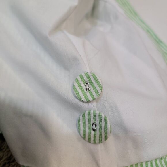 GAP Green And White Striped Button Front Blazer Jacket size 6 - Picture 7 of 8